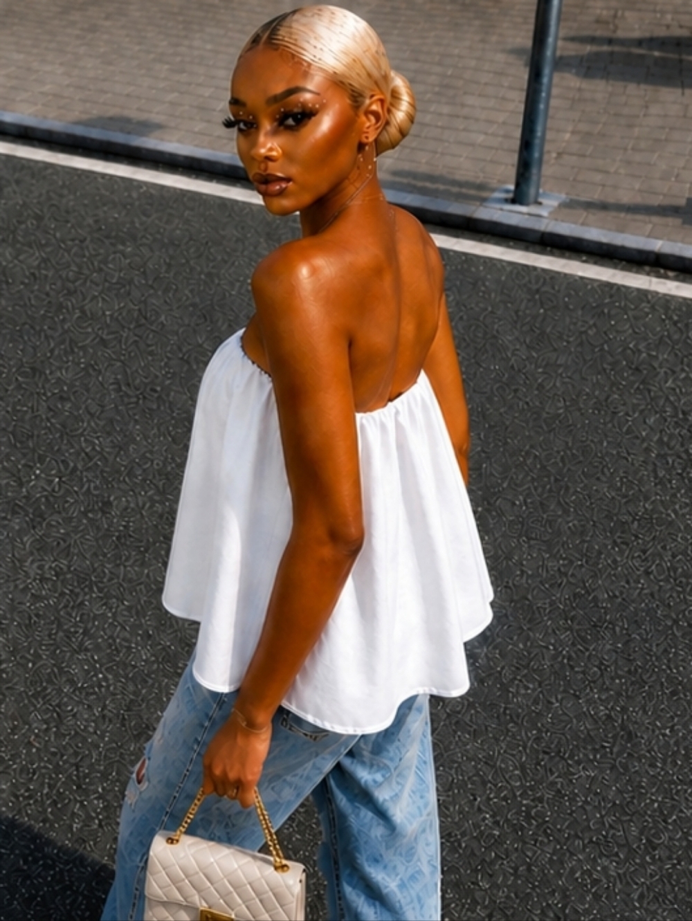 💋WHITE STRAPLESS RUFFLED TUBE TOP!!! - Picture 5 of 10